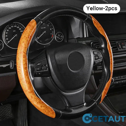 🔥 50% RABATT! ✨ Universal Anti-Rutsch Auto-Lenkradabdeckung – Pfirsichholzmaserung, Ganzjahreskomfort, Rutschfest 🚗
