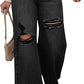 👖 PROMO LIMITÉE 50% DE RÉDUCTION ! ✨ Jean Haut Taille – Boutonnage, Délavé, Déchiré, Coupe Large, Style Vintage ✨