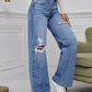 👖 PROMO LIMITÉE 50% DE RÉDUCTION ! ✨ Jean Haut Taille – Boutonnage, Délavé, Déchiré, Coupe Large, Style Vintage ✨