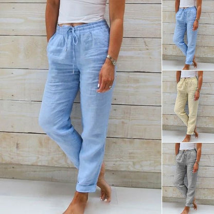 💎 50% DAMEN LEINENHOSE! 💎 Atmungsaktiv & Bequem: Elastischer Bund, Weites Bein & 6 Farben für den perfekten Sommer-Look