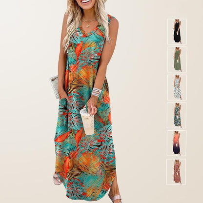 🌊 LIMITIERT: 49% RABATT! 🔥 Damen Sommerkleid – Locker, Ärmellos mit V-Ausschnitt & Taschen für Strand & Freizeit 👗