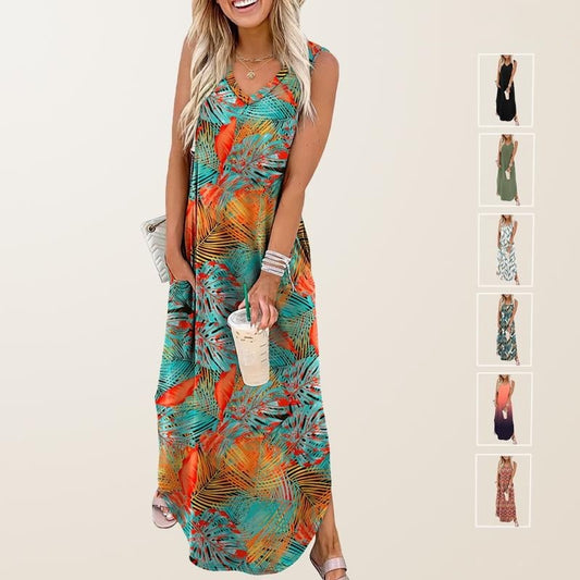 🌊 LIMITIERT: 49% RABATT! 🔥 Damen Sommerkleid – Locker, Ärmellos mit V-Ausschnitt & Taschen für Strand & Freizeit 👗