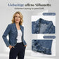 🧥 LIMITED-TIME 50% RABATT! ✨ Damen-Jeansjacke – Rüschenbesatz, Offenes Vorderteil, Leicht, Vielseitig ✨