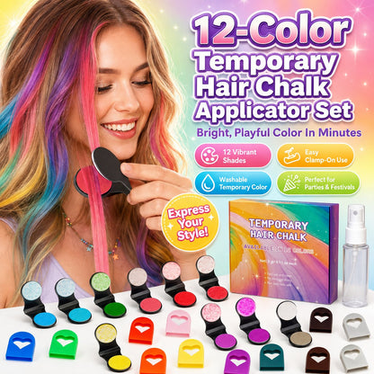📢📢50% OFF & In Stock⏰ 🌈12-Color Temporary Hair Chalk Applicator Set