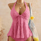 🌊👙 LIMITIERT: 49% RABATT! ✨ Damen-Tankini mit Rüschen – Neckholder, Peplum & Weich 🍋