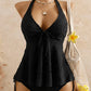 🌊👙 LIMITIERT: 49% RABATT! ✨ Damen-Tankini mit Rüschen – Neckholder, Peplum & Weich 🍋