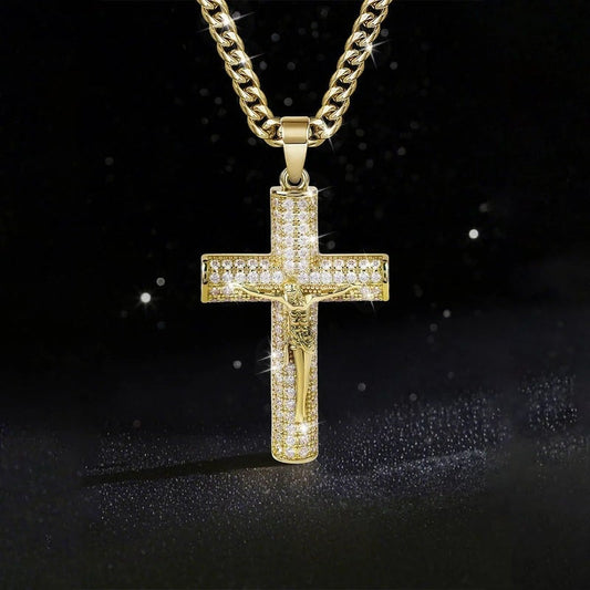 ✝️ LIMITIERT: 60% RABATT! ✨ Jesus-Kreuz-Anhänger (14K vergoldet) – Spiritueller Schutz & Geschenkbox 🎁