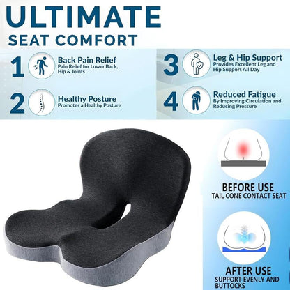 🚗 LIMITIERTES ANGEBOT 50% RABATT! ✨ Rutschfeste Sitzkissen aus Memory-Schaum – Atmungsaktiv, Ergonomisch, Universell 🪑