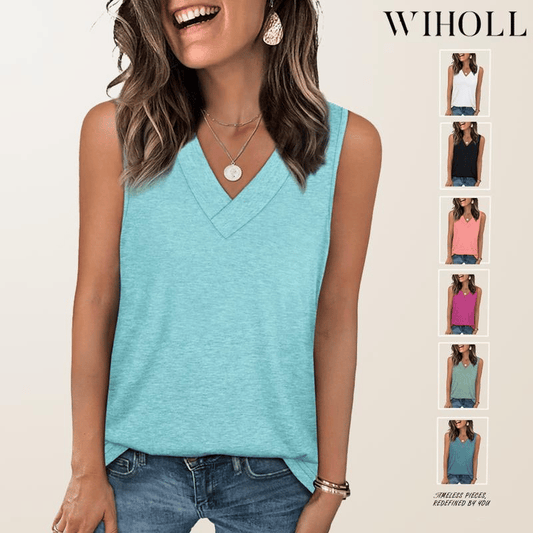 👕 LIMITED-TIME 50% RABATT! ✨ Damen V-Ausschnitt Tanktop – Ärmellos, Locker, Figurformend ☀️