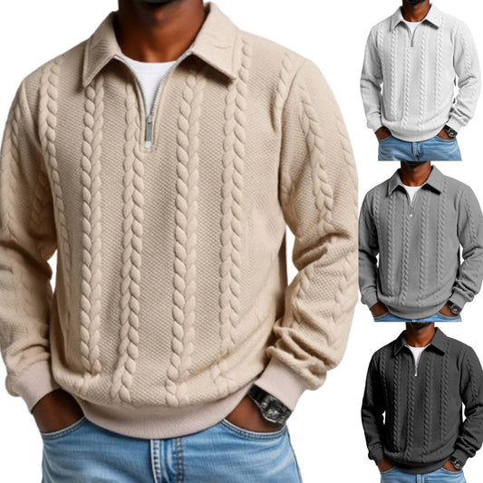 💎 -50% AUF PULLOVER! 💎 Herren Halb-Reißverschluss: Zopfmuster & Weiche Baumwolle für Stil 👔🧶