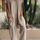 👕 50% RABATT JETZT! Lässiger Jumpsuit mit V-Ausschnitt – Einfarbig, Aus Weicher Baumwolle & Vielseitig 👖✨