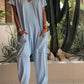 👕 50% RABATT JETZT! Lässiger Jumpsuit mit V-Ausschnitt – Einfarbig, Aus Weicher Baumwolle & Vielseitig 👖✨