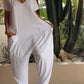 👕 50% RABATT JETZT! Lässiger Jumpsuit mit V-Ausschnitt – Einfarbig, Aus Weicher Baumwolle & Vielseitig 👖✨
