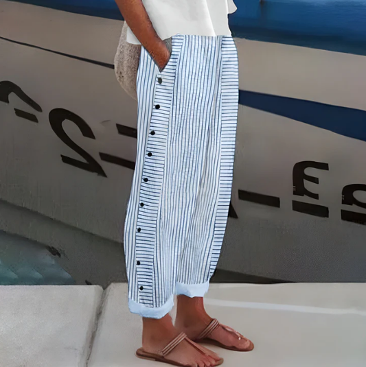 👖 50% RABATT AUF DIE GESTREIFTE HOSE! 👗✨ Bequem, atmungsaktiv & mit praktischen Taschen für den perfekten Sommer-Look 🌿