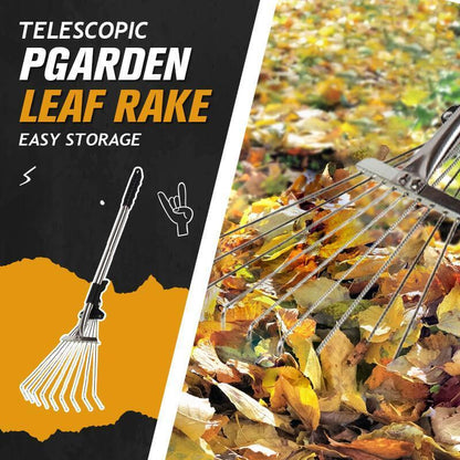 🍂 LIMITED-TIME 50% OFF! ⚡ Telescopic Garden Leaf Rake – Adjustable Width, Telescopic Handle & 9-Tine Head ✨