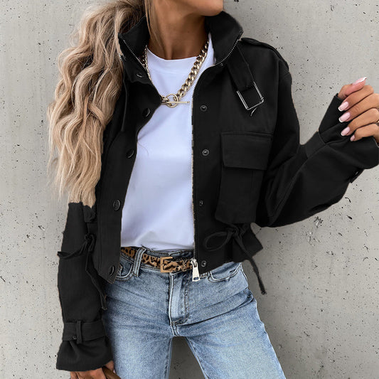 🧥 50% RABATT AUF DIE BIKERJACKE! ✨ Stehkragen, verstellbarer Saum & praktische Taschen für jeden Look 🖤