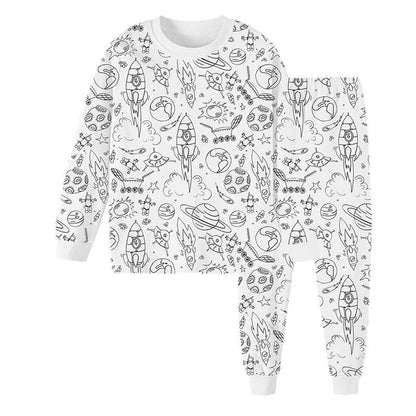 🔥 50% KORTING ! ✨ DIY Kleur Pyjama voor Kinderen - Aangepaste Tekening Optie, Zacht Katoen, Uren Creatief Plezier 🎨👶