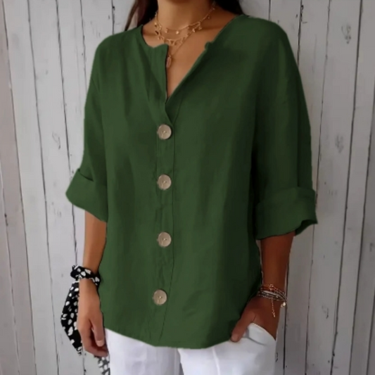 👕 LIMITED-TIME 50% RABATT! ✨ Damen-Mode-Button-Top – Loose Passform, Atmungsaktiv, Pflegeleicht 🌿