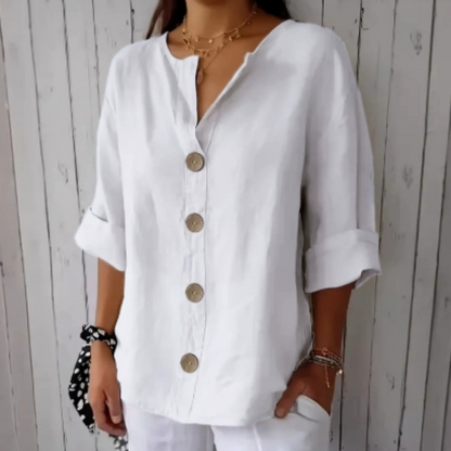 👕 LIMITED-TIME 50% RABATT! ✨ Damen-Mode-Button-Top – Loose Passform, Atmungsaktiv, Pflegeleicht 🌿