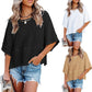 🌸 LIMITED-TIME 50% RABATT! ✨ Einfarbiges Patchwork-T-Shirt – Fünf-Punkt-Ärmel, Loose Fit, Weich 🌈