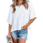 🌸 LIMITED-TIME 50% RABATT! ✨ Einfarbiges Patchwork-T-Shirt – Fünf-Punkt-Ärmel, Loose Fit, Weich 🌈