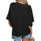 🌸 LIMITED-TIME 50% RABATT! ✨ Einfarbiges Patchwork-T-Shirt – Fünf-Punkt-Ärmel, Loose Fit, Weich 🌈
