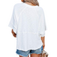 🌸 LIMITED-TIME 50% RABATT! ✨ Einfarbiges Patchwork-T-Shirt – Fünf-Punkt-Ärmel, Loose Fit, Weich 🌈