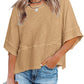 🌸 LIMITED-TIME 50% RABATT! ✨ Einfarbiges Patchwork-T-Shirt – Fünf-Punkt-Ärmel, Loose Fit, Weich 🌈