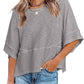 🌸 LIMITED-TIME 50% RABATT! ✨ Einfarbiges Patchwork-T-Shirt – Fünf-Punkt-Ärmel, Loose Fit, Weich 🌈
