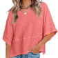 🌸 LIMITED-TIME 50% RABATT! ✨ Einfarbiges Patchwork-T-Shirt – Fünf-Punkt-Ärmel, Loose Fit, Weich 🌈