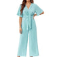 👗 LIMITIERTES ANGEBOT 50% RABATT! ✨ Eleganter V-Ausschnitt Jumpsuit – Weit, Mit Bindeband, Vielseitig 🎀