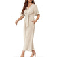 👗 LIMITIERTES ANGEBOT 50% RABATT! ✨ Eleganter V-Ausschnitt Jumpsuit – Weit, Mit Bindeband, Vielseitig 🎀