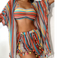 💎 50% RABATT! 💎 Damen 4-teiliges gestreiftes Bikini-Set – Hochgeschnitten, Schnelltrocknend & mit Strandüberwurf + Shorts 🩱🌴