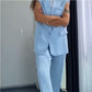 Stilvolles Set aus ärmellosem Blazer und hoch taillierter Hose für Damen