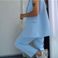 Stilvolles Set aus ärmellosem Blazer und hoch taillierter Hose für Damen