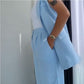 Stilvolles Set aus ärmellosem Blazer und hoch taillierter Hose für Damen