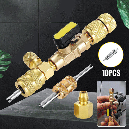 🔥 50% RABATT JETZT! AC-Ventileinsatz-Ausbauwerkzeug – SAE 1/4" & 5/16", 10 Ersatzeinsätze, Aus Massivem Messing ❄️✨