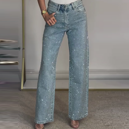 💝2025 Hete verkoop 60% korting🔥Jeans met rechte pijpen en strass-steentjes