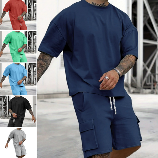 👕 LIMITIERT 50% RABATT! ✨ Herren-Set T-Shirt & Shorts – Weicher Stoff, Lockerer Schnitt 🩳