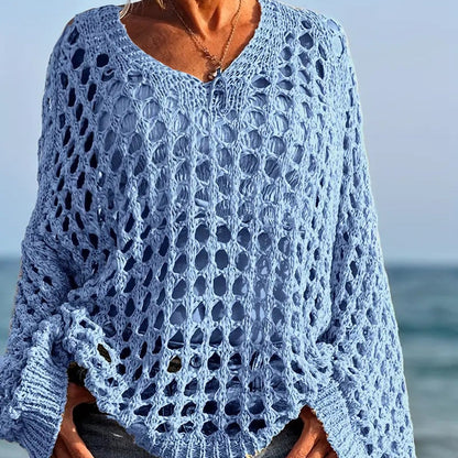 🧶 LIMITED-TIME 50% RABATT! ✨ Damen Häkelstrick-Top – Luftiges Muster, Lockerer Schnitt, 6 Farben 🌸