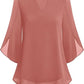 👗 50% RABATT AUF DIE CHIFFON-BLUSE! ✨ V-Ausschnitt & Blumenärmel für leichte Eleganz im Frühling 🌸
