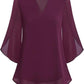 👗 50% RABATT AUF DIE CHIFFON-BLUSE! ✨ V-Ausschnitt & Blumenärmel für leichte Eleganz im Frühling 🌸