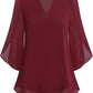 👗 50% RABATT AUF DIE CHIFFON-BLUSE! ✨ V-Ausschnitt & Blumenärmel für leichte Eleganz im Frühling 🌸