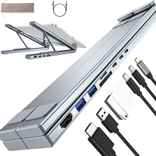 💎 50% RABATT! 💎 2-in-1 USB-C Dockingstation & Laptopständer – 8 Ports, 4K HDMI & Höhenverstellbar