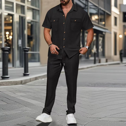👔 BESTSELLER 2026 - 50% RABATT! ✨ Herren-Zweiteiler – Einfarbig, Baumwolle-Leinen, Lässig ✨