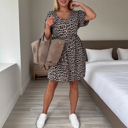 ✨JETZT 50 % RABATT! ✨Sommer-Hot-Sale 50% Rabatt❤️Lässiges Damenkleid mit V-Ausschnitt und kurzen Ärmeln