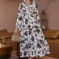 🌸Maxikleid mit V-Ausschnitt und Taille, floralem Charme in voller Blüte und langen Ärmeln, die Ihren Stil elegant unterstreichen!👗