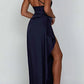 👗 FLASH-RABATT 50% AUF DAS MAXIKLEID! ✨ Satin One-Shoulder-Kleid mit Schlitz & Drapierung – Elegant & Sinnlich