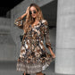 🐆✨ 50% RABATT AUF DAS PRINT-KLEID! V-Ausschnitt & lange Ärmel für selbstbewusste Eleganz – Bis 5XL 👗