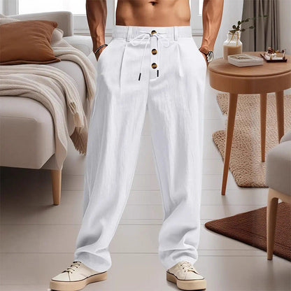👖 50% RABATT ! ✨ Herren-Freizeithose – Atmungsaktive Leinenmischung, Gerade Passform & Kordelzugbund ✨